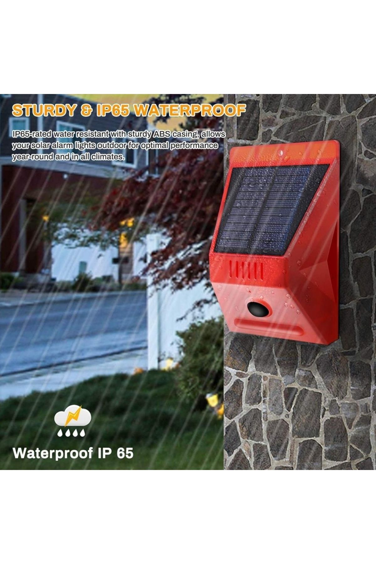 divendi-ro-Solar alarm with motion sensor and remote control, 4 working modes, 129 dB. red-black 3