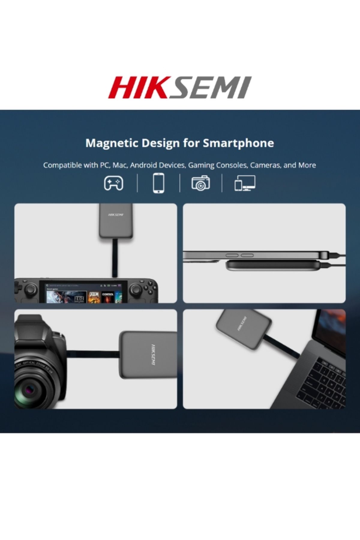 Hiksemi-Elite Magnet Portable SSD with Magnetic Design Compatible with Iphone Android Devices 5