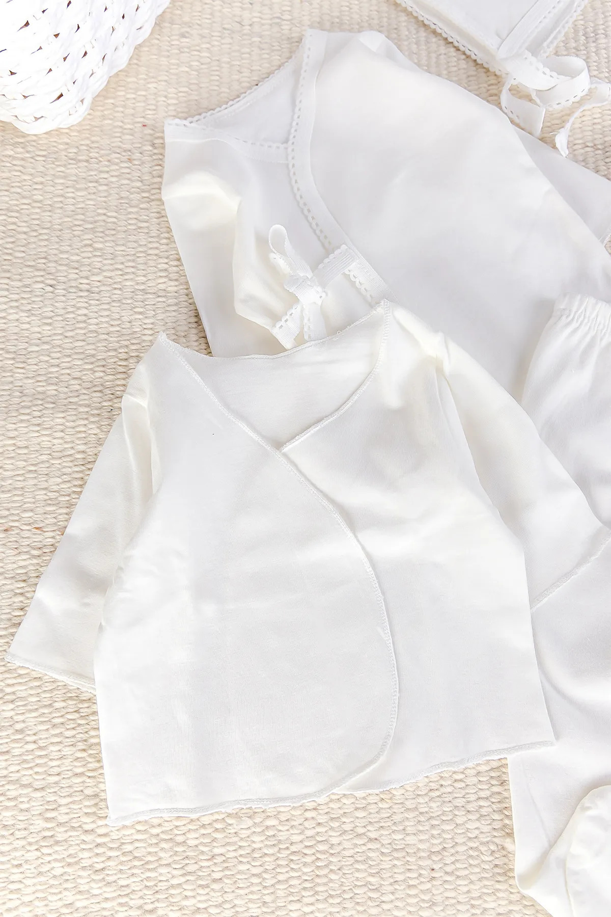 Babymod Natural %100 Pamuk 5'li Kız Erkek Bebek Hastane Çıkışı Zıbın Seti Yeni Doğan Açil İhtiyac Seti fotoğrafı 2 (önizleme)