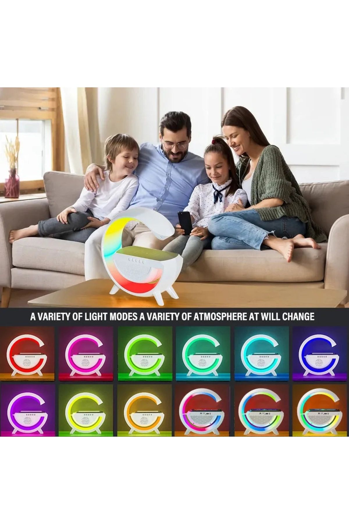divendi-ro-Multifunctional Wireless Charging Station with RGB LED Lamp, Bluetooth Speaker, Clock 6
