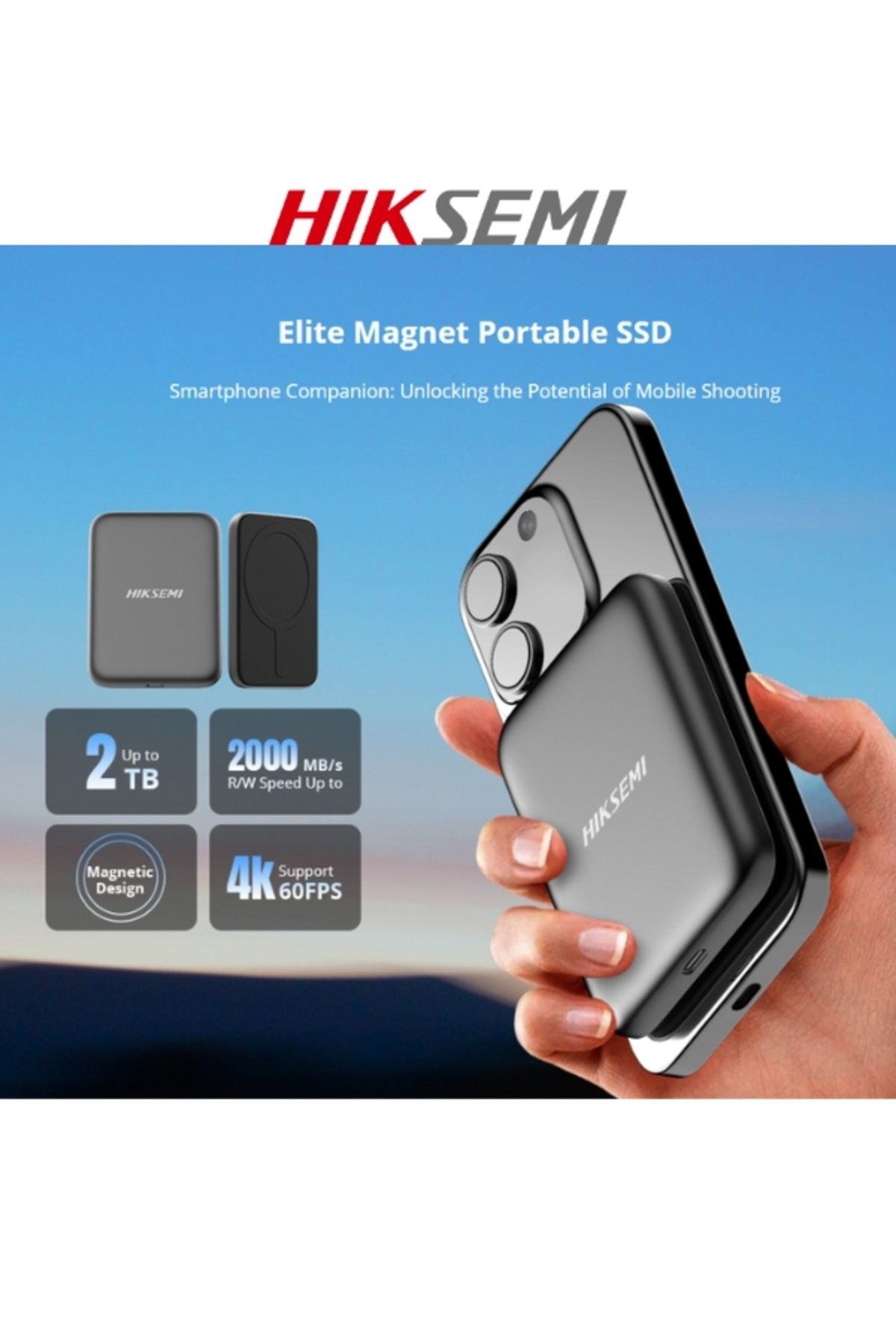 Hiksemi-Elite Magnet Portable SSD with Magnetic Design Compatible with Iphone Android Devices 3