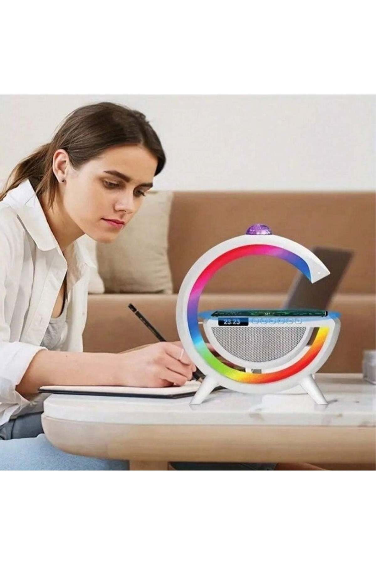 divendi-ro-3 in 1 Charging Station with RGB Lamp, Wireless, Bluetooth Speaker, Digital Clock 6
