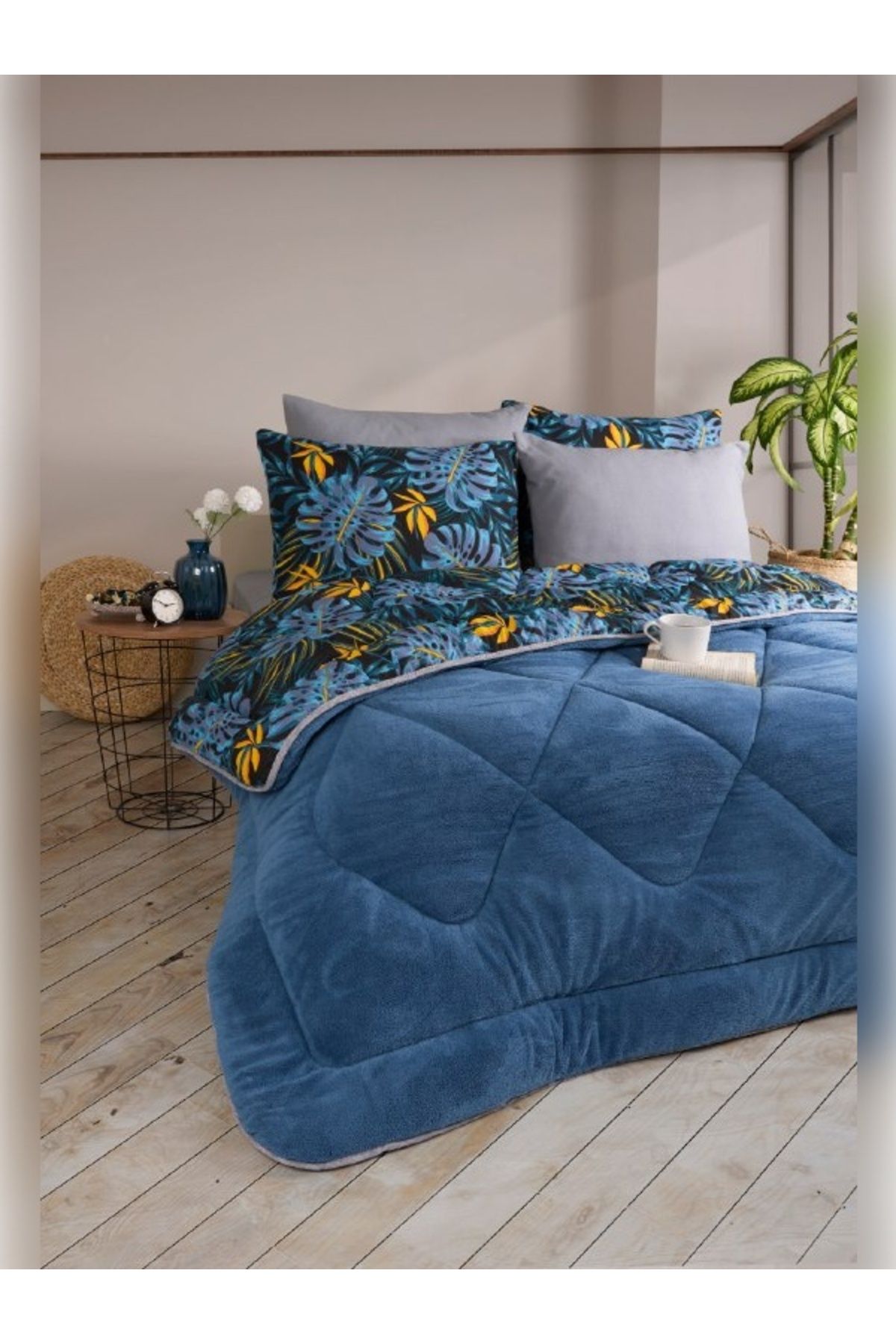 Sudemhome-Double Welsoft Sleeping Set Double Sided Wellsoft Fluffy Fleece Quilt and Battal Fitted Sheet 5