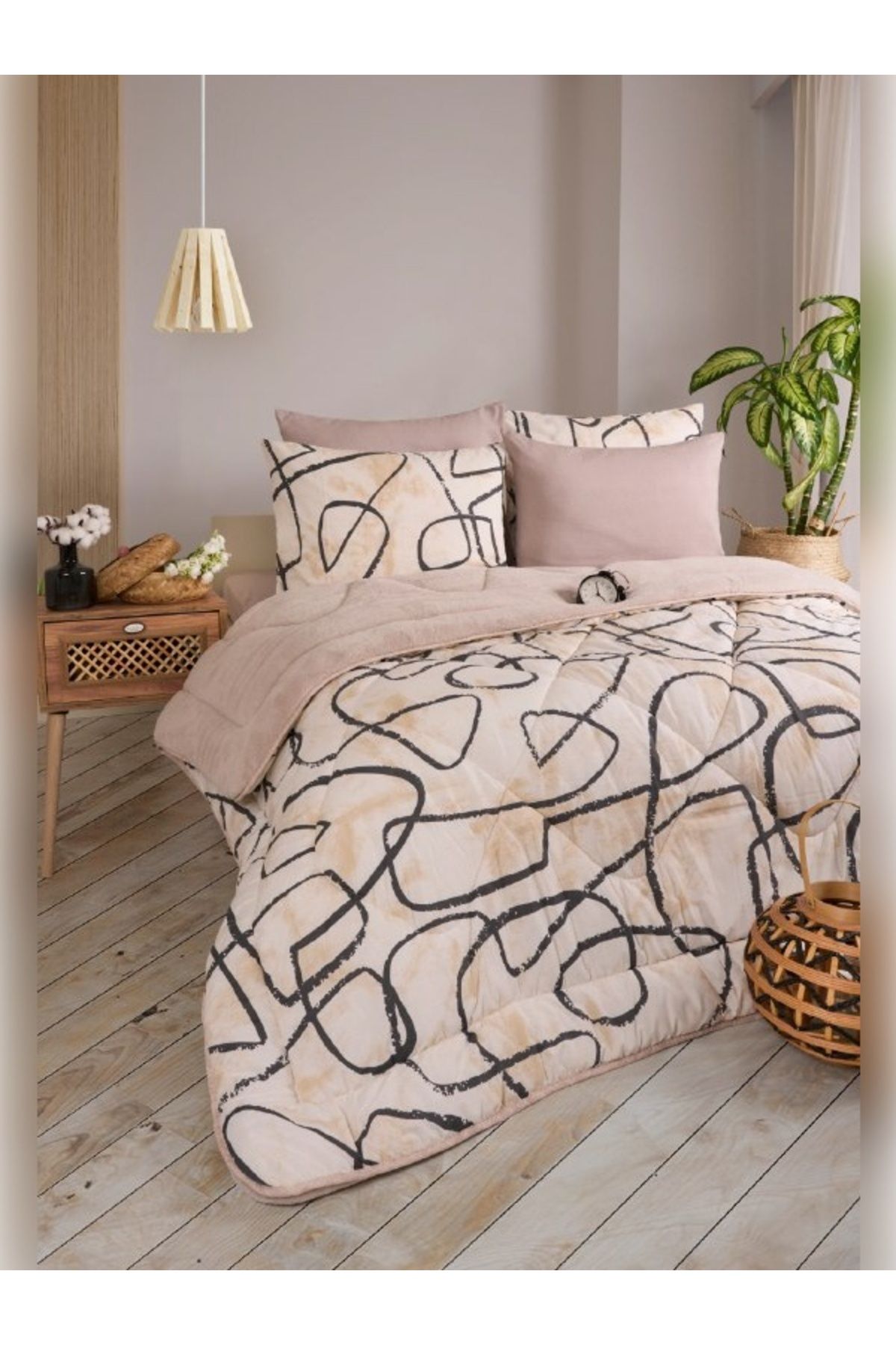 Sudemhome-Double Welsoft Sleeping Set Double Sided Wellsoft Fluffy Fleece Quilt and Battal Fitted Sheet 5