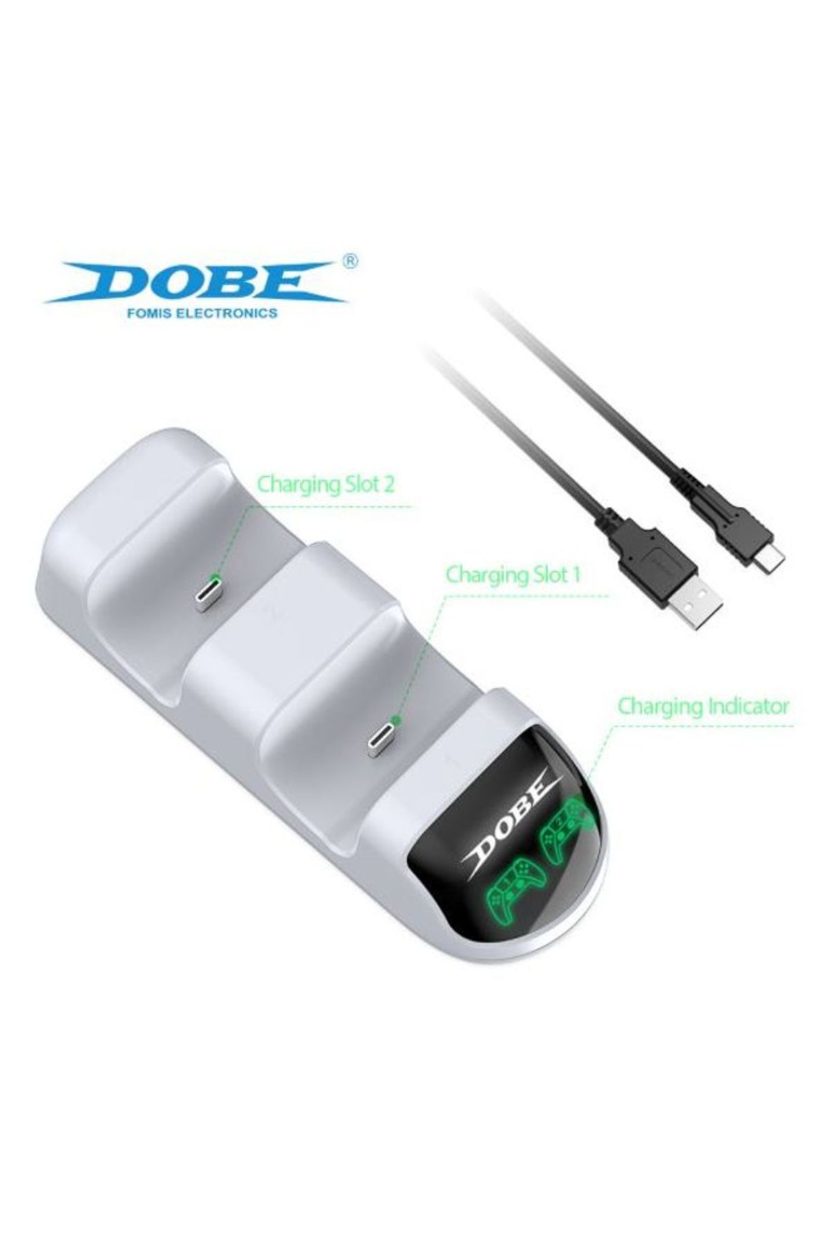 Dobe-Ps5 Controller Charging Station, Double Stand, Fast Charging, Charging Indicator, White 6