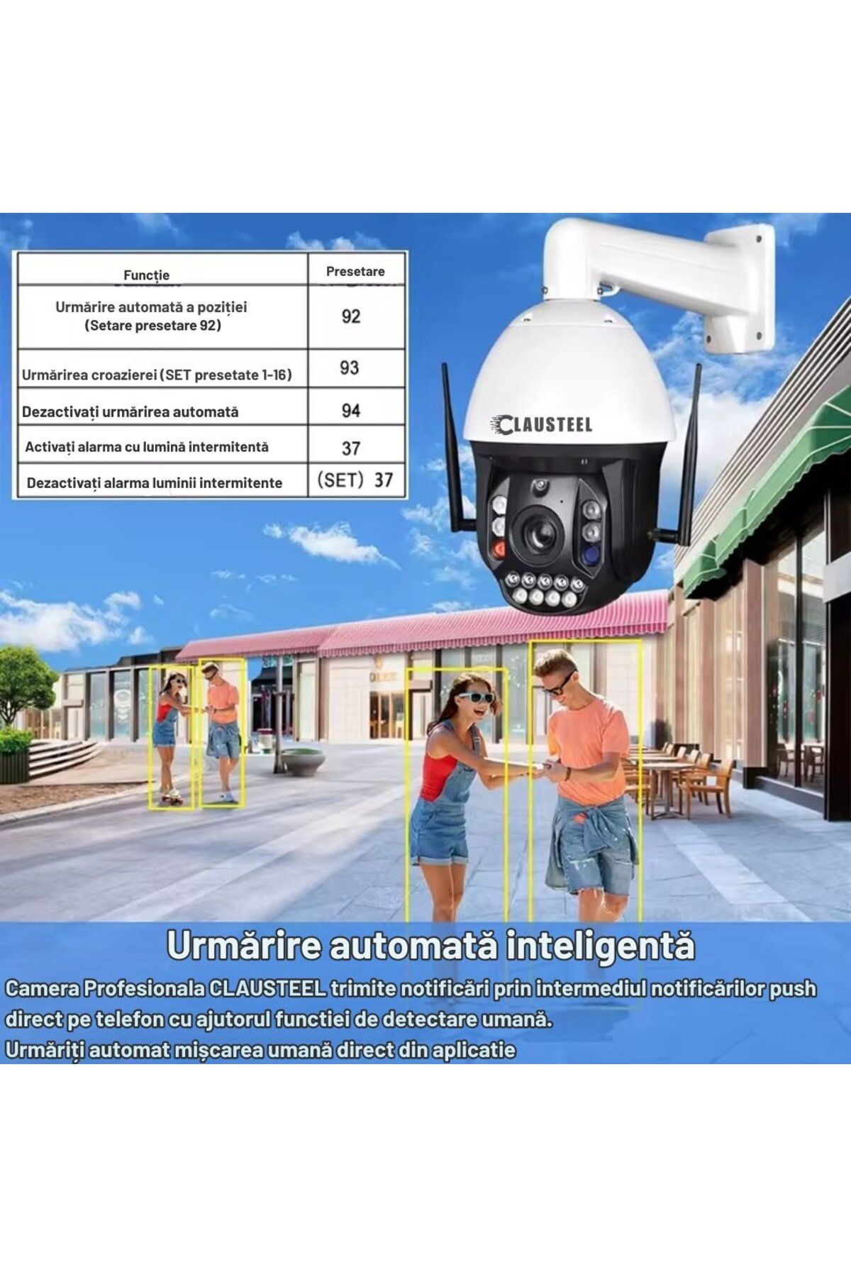 CLAUSTEEL-Professional WiFi Surveillance Camera with 99x Zoom, 8 MP, 4K, 1 KM View, 8