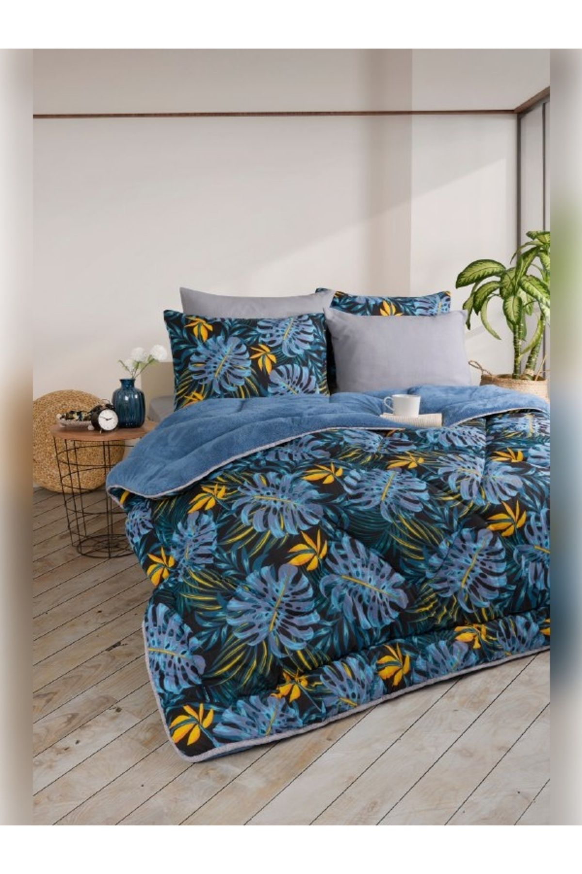 Sudemhome-Double Welsoft Sleeping Set Double Sided Wellsoft Fluffy Fleece Quilt and Battal Fitted Sheet 4