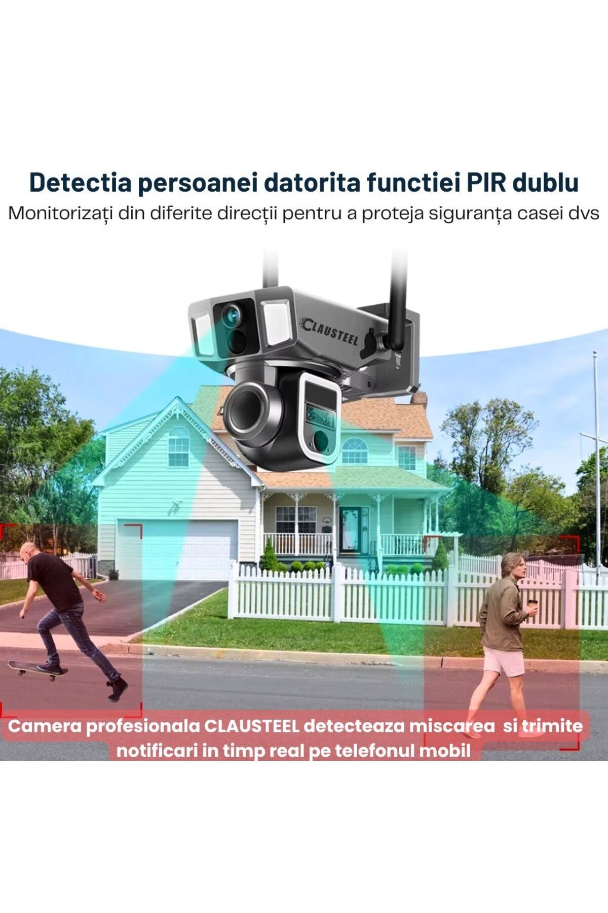CLAUSTEEL-Cameră de supraveghere profesională 3 în 1 cu panouri solare, conexiune duală WiFi și 4G 5