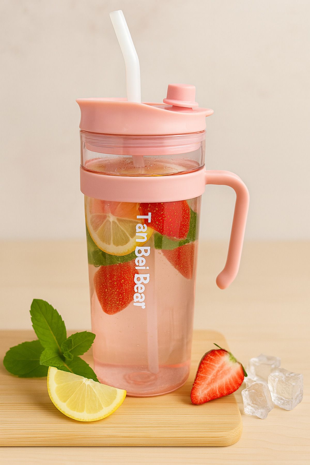 İNTER LİFE-Motivational Water Bottle with Handle and Straw Suitable for Daily Use Bpa-Free Water Bottle Suitable for Detox 1.2 ml 1