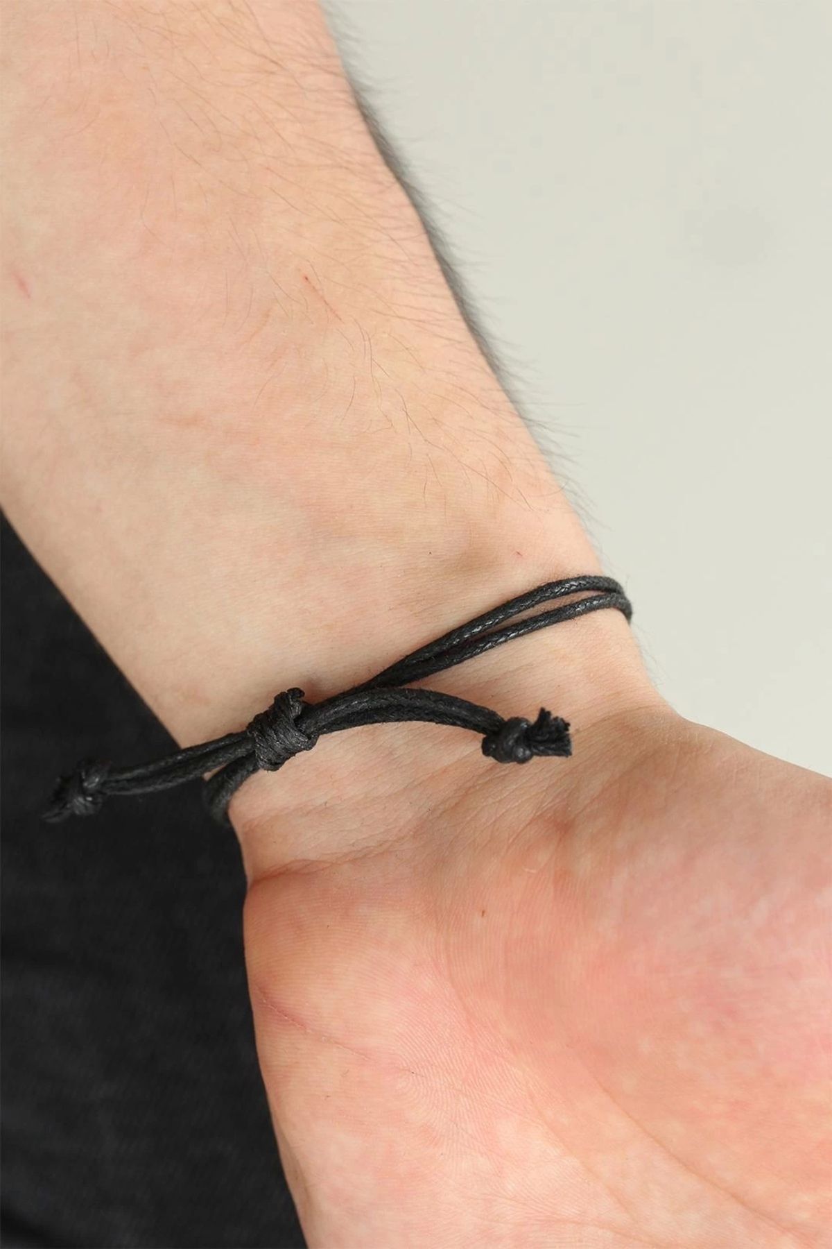 Moco-Black Color Leather Adjustable String Ya Ali Men's Bracelet 2