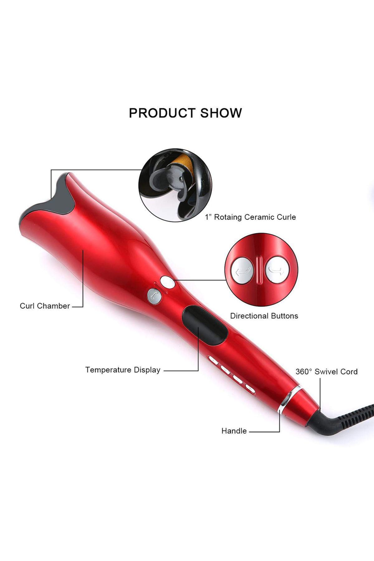 Generic-Auto-Rotating Ceramic Hair Curler LCD Temperature Automatic Curling Iron 3