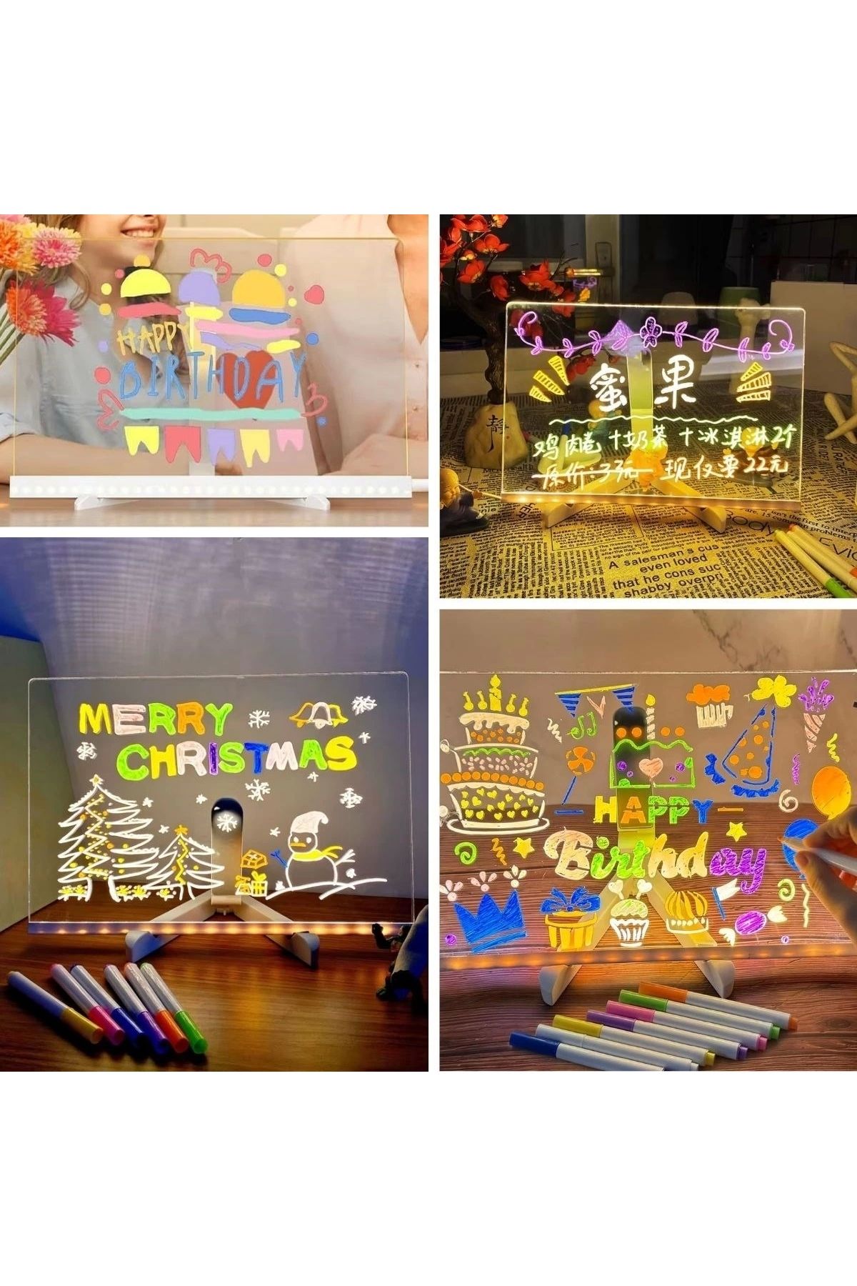 zamazingocu-Rectangular Writing Board with Led Lighted Self-Colored Highlighter 20X30 cm 3