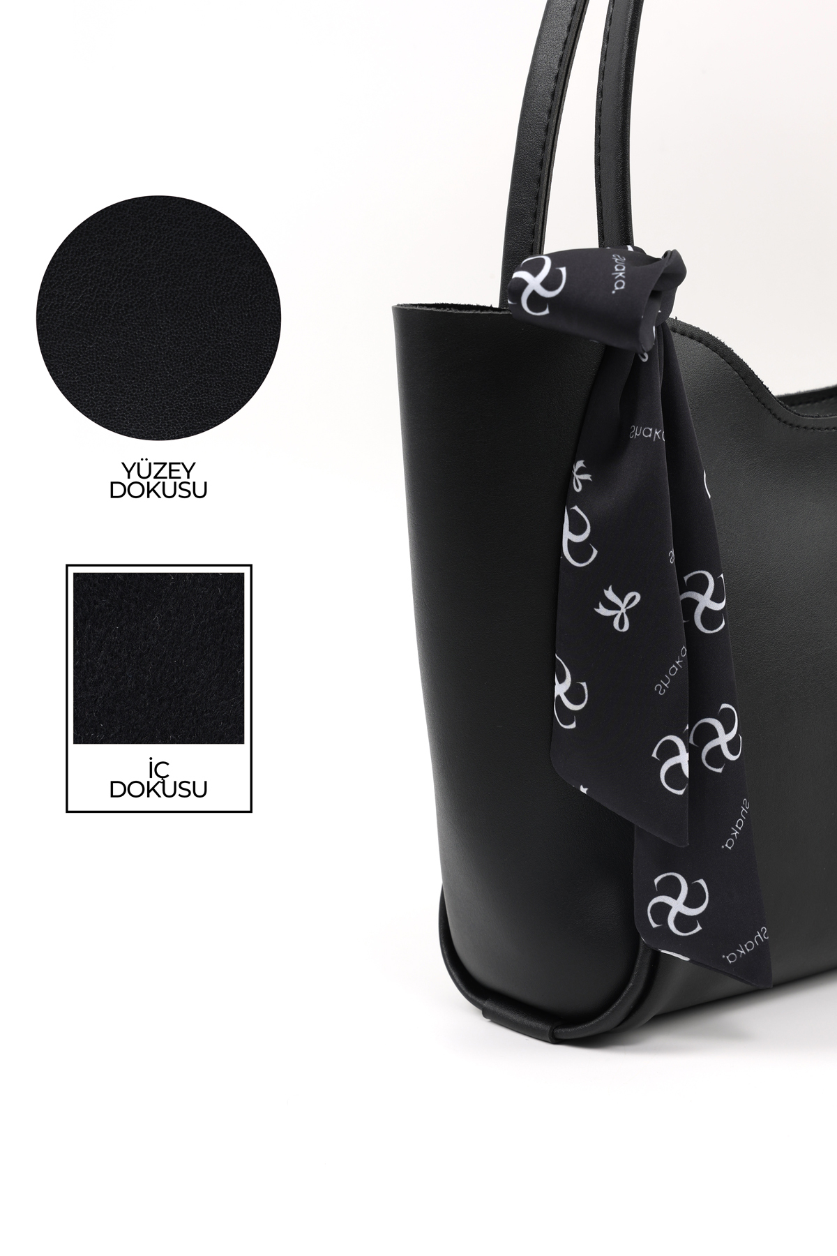 Shaka Siyah SHK240 Suni Deri Fermuarlı Tek Bölmeli Fular Hediyeli El,Kol ve Omuz Çantası fotoğrafı 5 (önizleme)