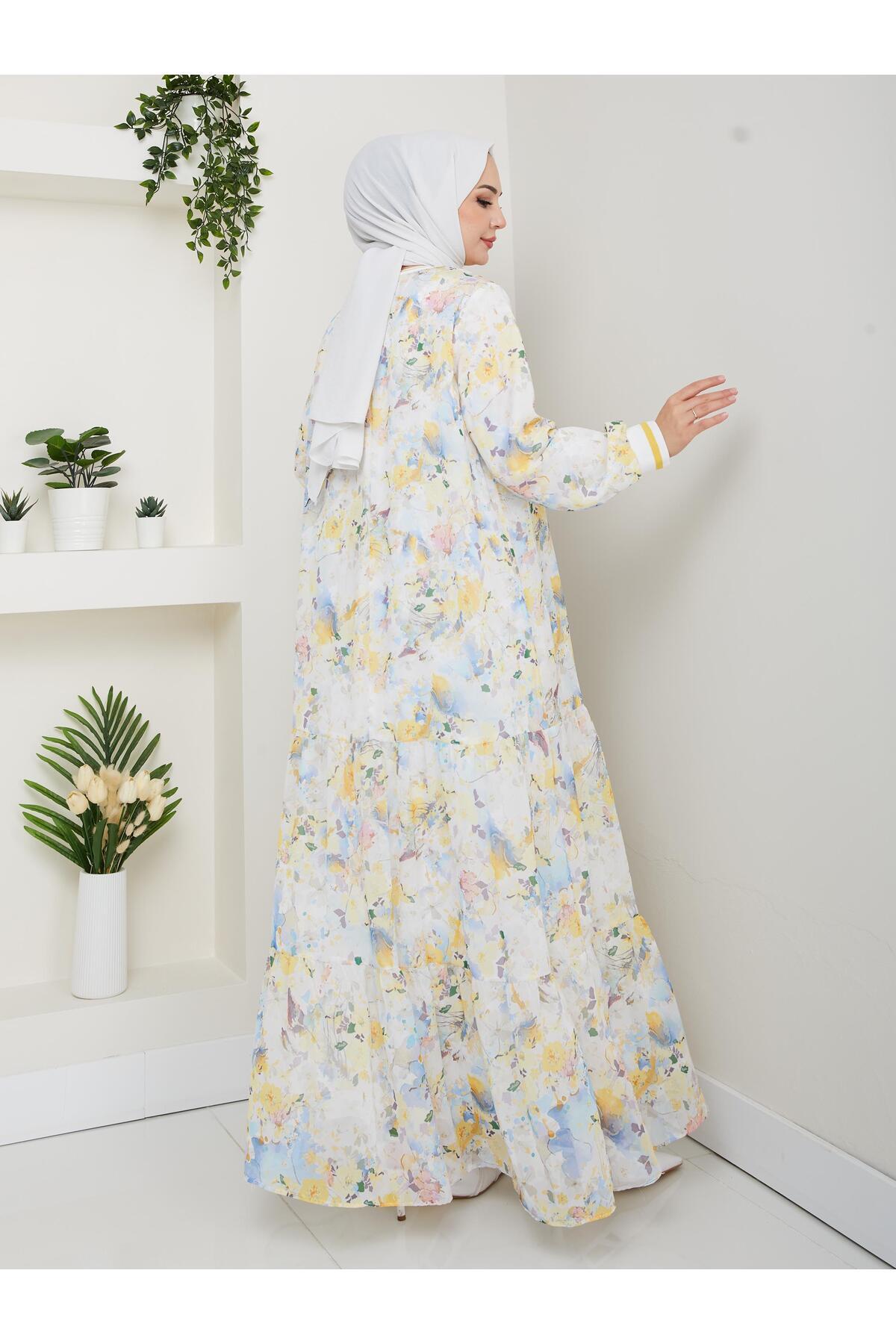 HARMAN BUTİK-Women's Patterned Chiffon Dress 6