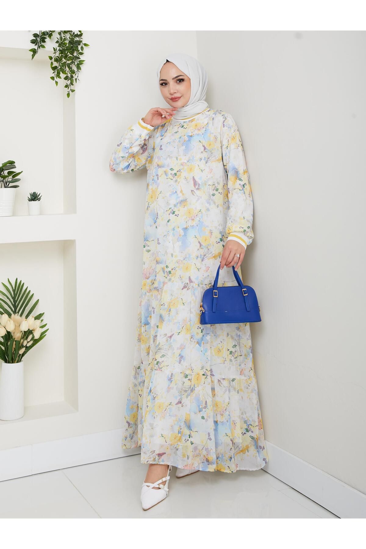 HARMAN BUTİK-Women's Patterned Chiffon Dress 3