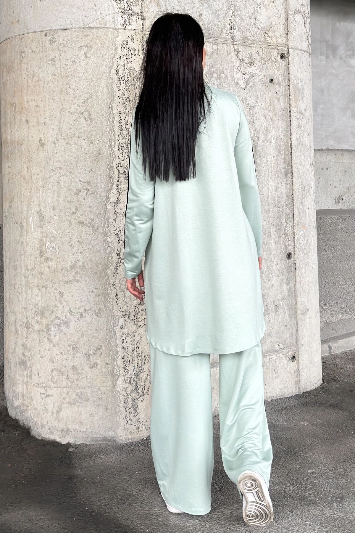 NEW LAVİVA-Women's Piping Detailed Turtleneck with Elastic Waist Two Thread Bottom Top Suit Suitable for Hijab 700-3670 8