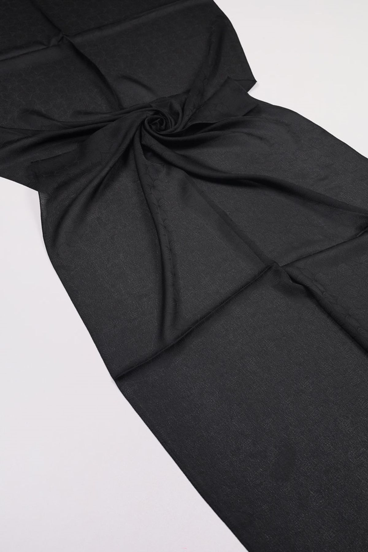 Hint İpek-Self Patterned Twinkle Shawl - Pattern-03 - Black 1