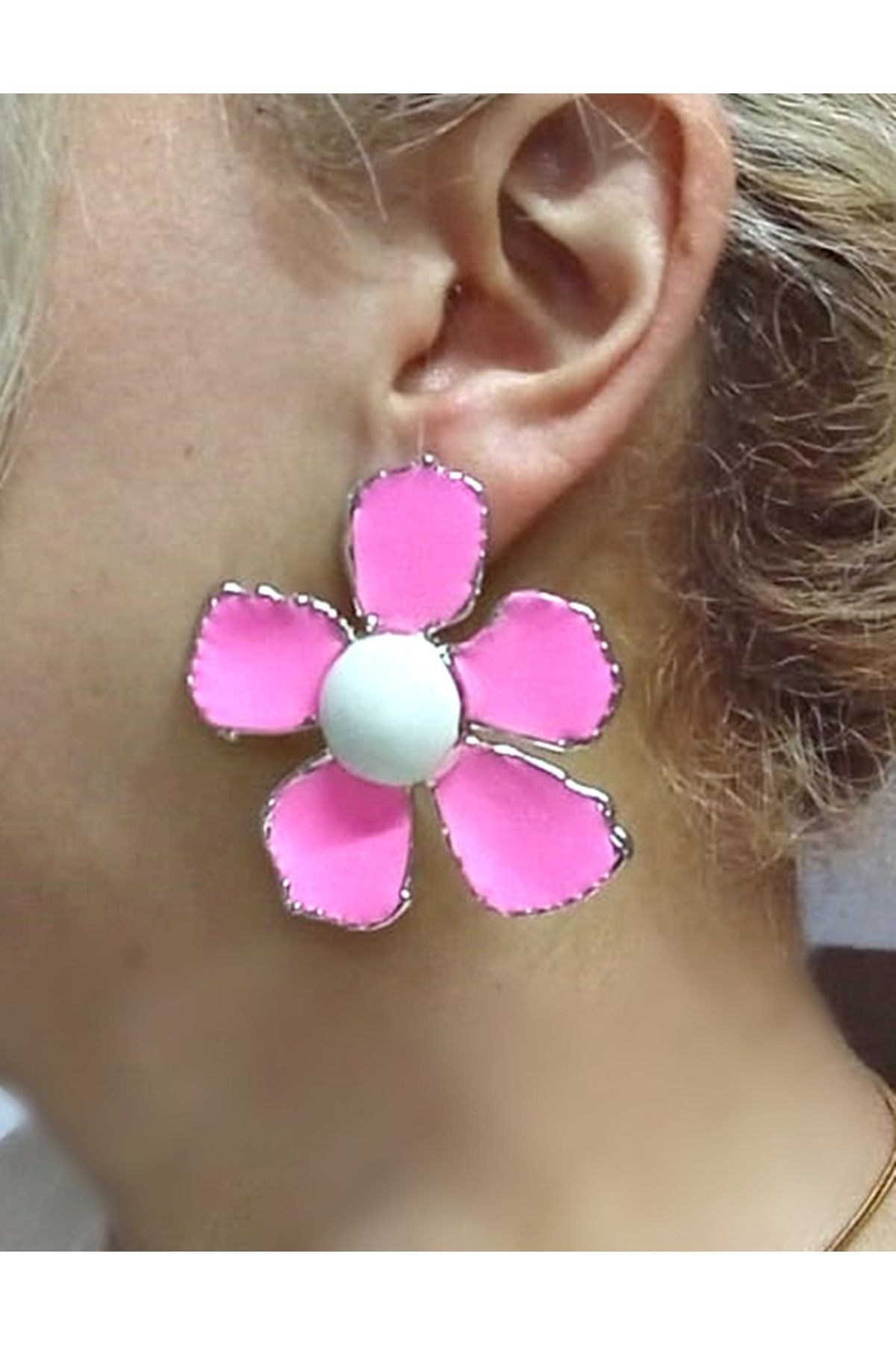 mos&more-Pink Big Daisy Earrings 3