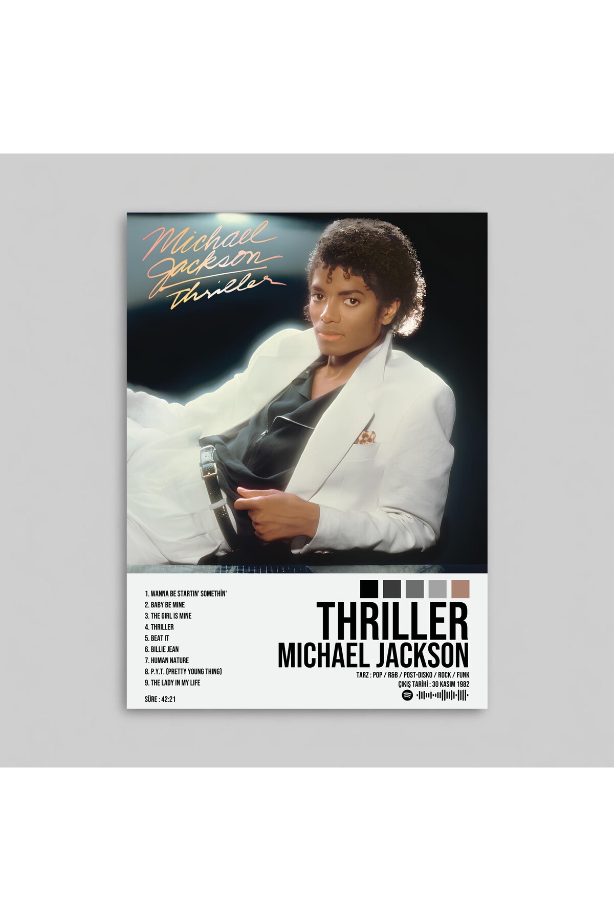 Orendart Michael Jackson - Thriller Albüm Spotify Çerçeveli Poster