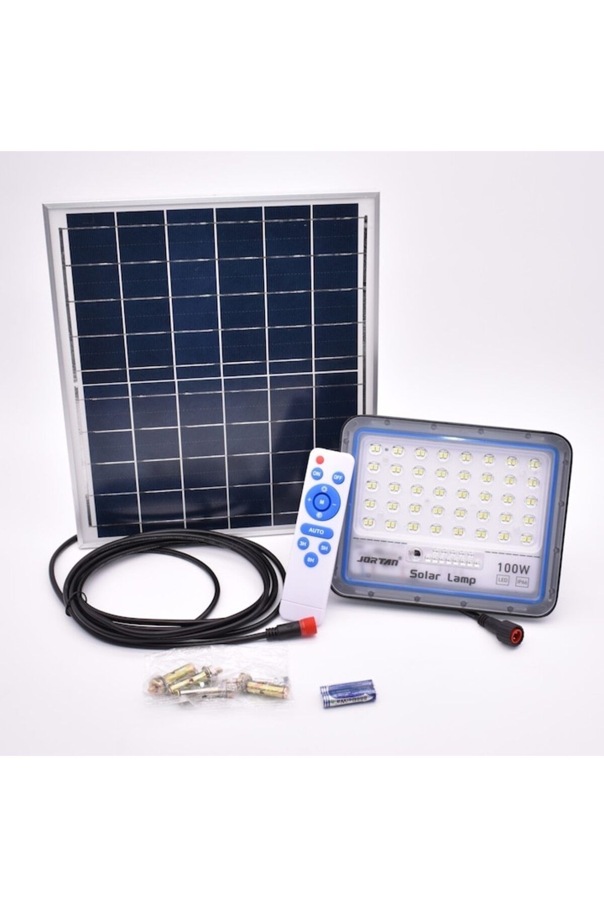 Jortan-100W Projector Set + Large Solar Panel + Joyful Box Remote Control 3