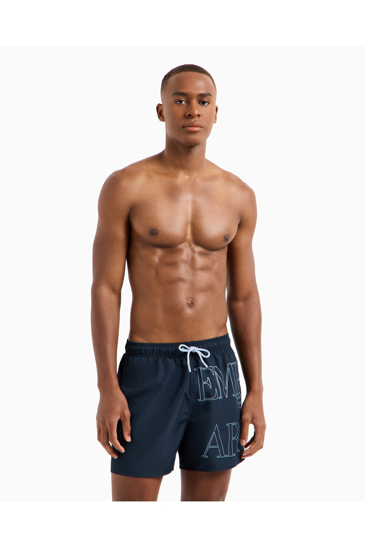 امپوریو آرمانی مایو مردانه کمر کشی کوتاه سرمه‌ای با لوگوی برند و طرح EM000583 AF12326-UB102