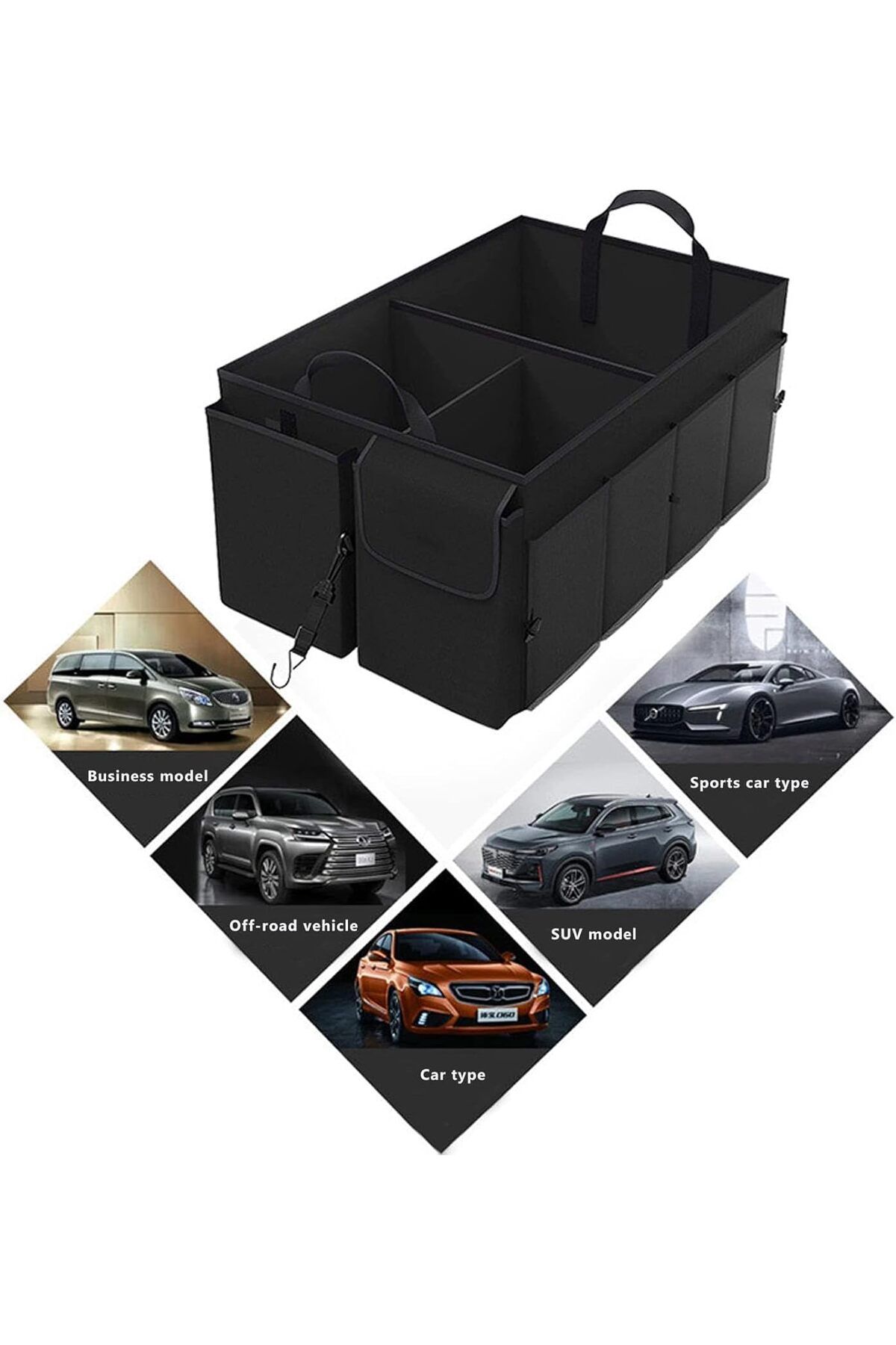 COOYA-Car Trunk Organizer Collapsible,Multi-Compartment,with Adjustable Strips & Non Slip Bottom for SUVs 7