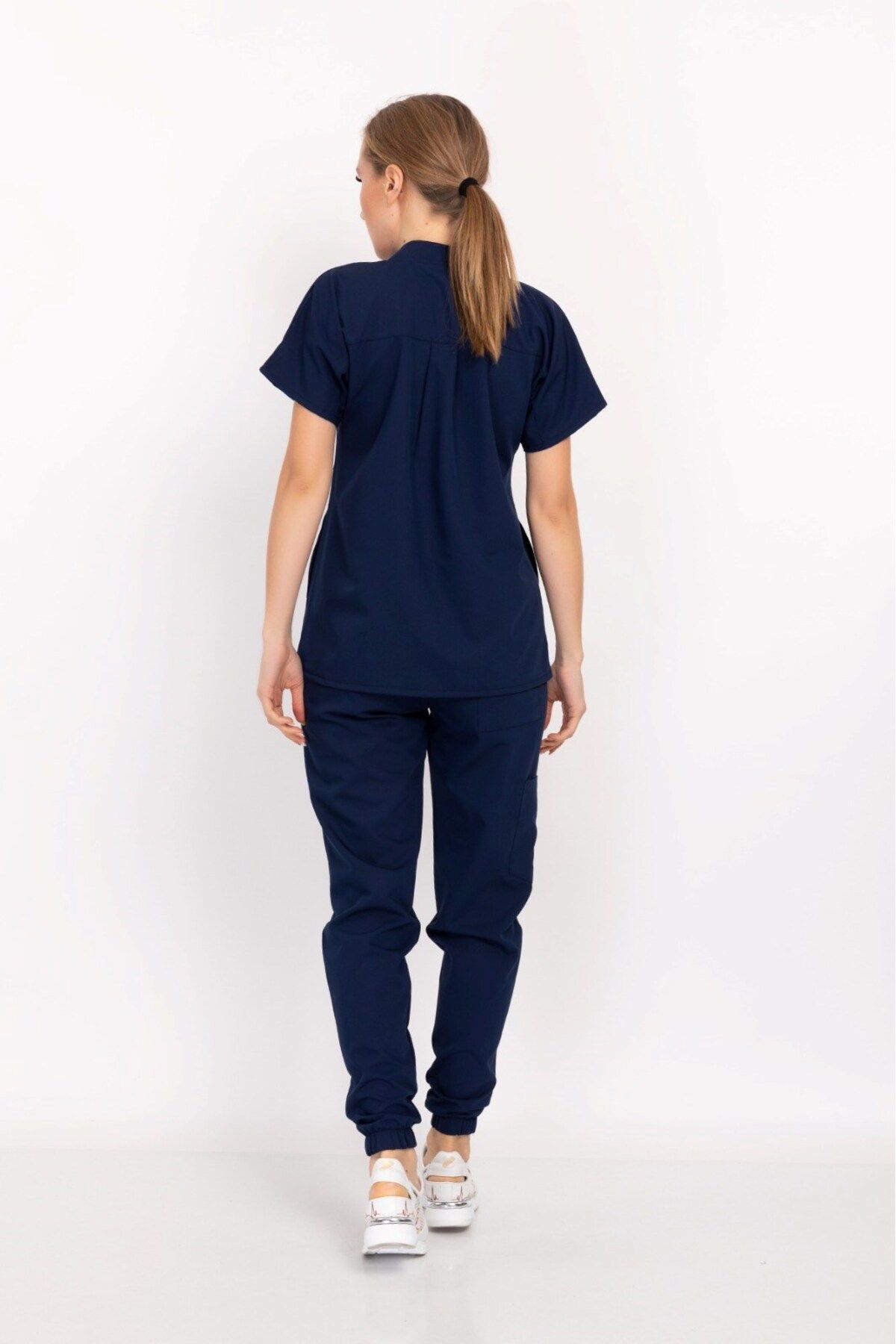 Nur Medikal Giyim-Modelul Çağla Bleumarin Elite Lycra cu Prindere Tip Snap Guler Judecător Doctor Asistentă Scrubs Uniformă 4