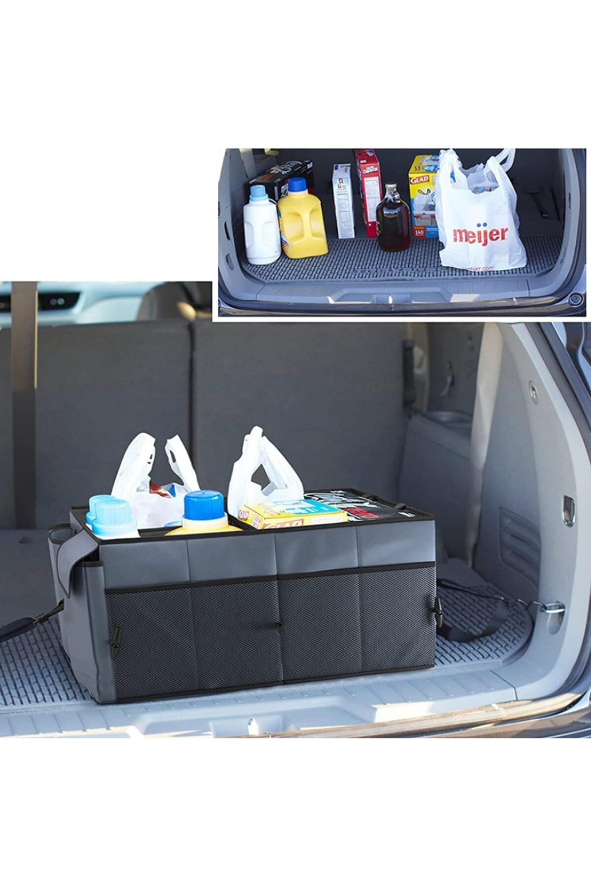 COOYA-Car Trunk Organizer Collapsible,Multi-Compartment,with Adjustable Strips & Non Slip Bottom for SUVs 6
