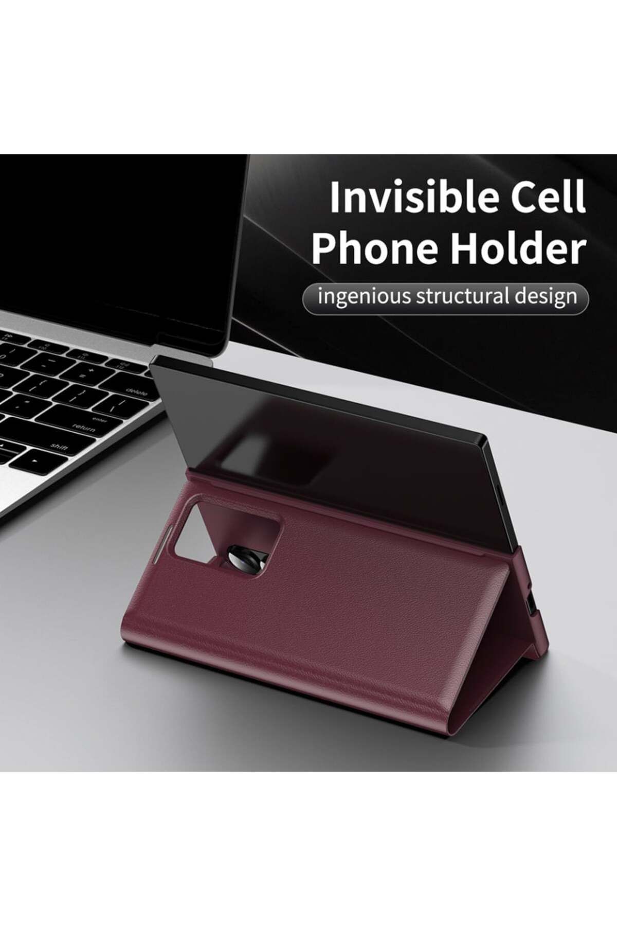 SKYDDAR INNOVATION-Case for Samsung Galaxy Z Fold3 5G, with wallet and SmartView, Premium, sticker set, Red 5