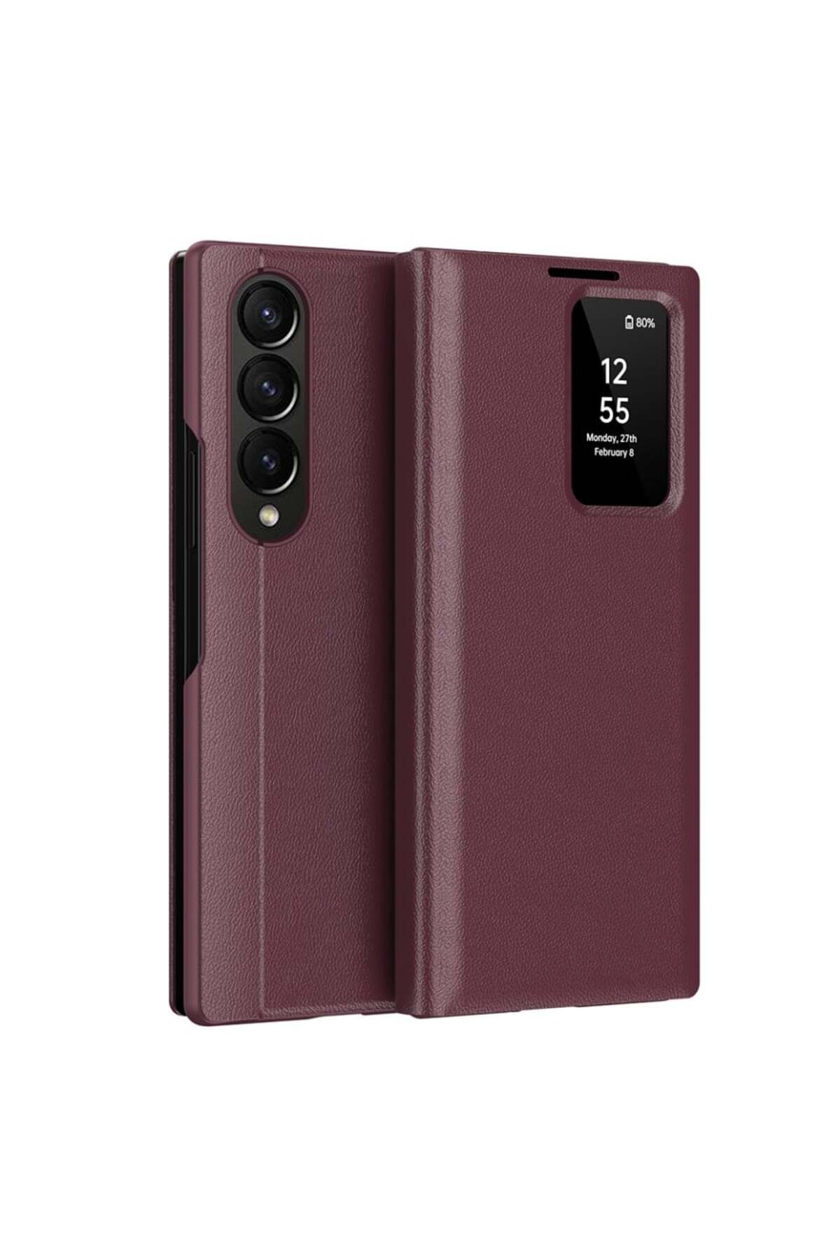 SKYDDAR INNOVATION-Case for Samsung Galaxy Z Fold3 5G, with wallet and SmartView, Premium, sticker set, Red 1