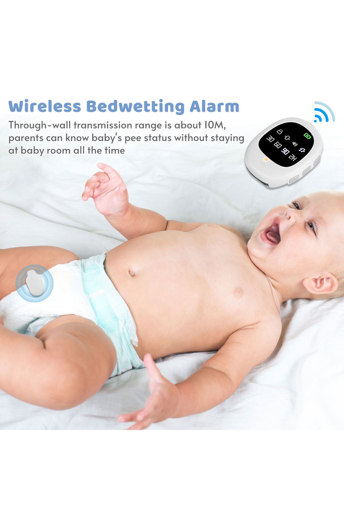 CLAUSTEEL-Wetness Alarm, 4 Modes, Vibration, Timer, Rechargeable, Potty Training Sensor 8