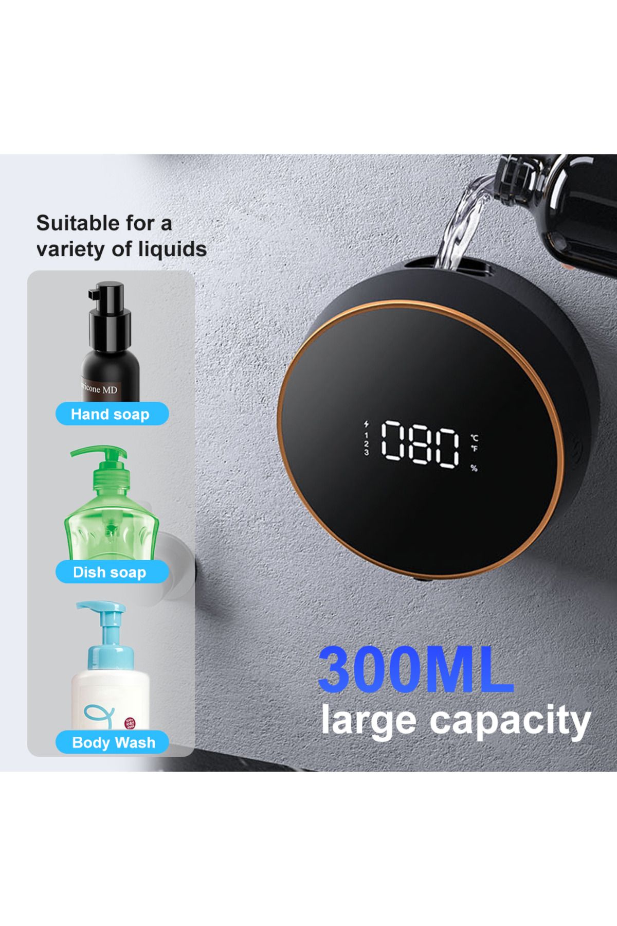 CLAUSTEEL-Auto Foam Dispenser, Touch Sensor, LED Display, Battery & Foam Level Indicator 8