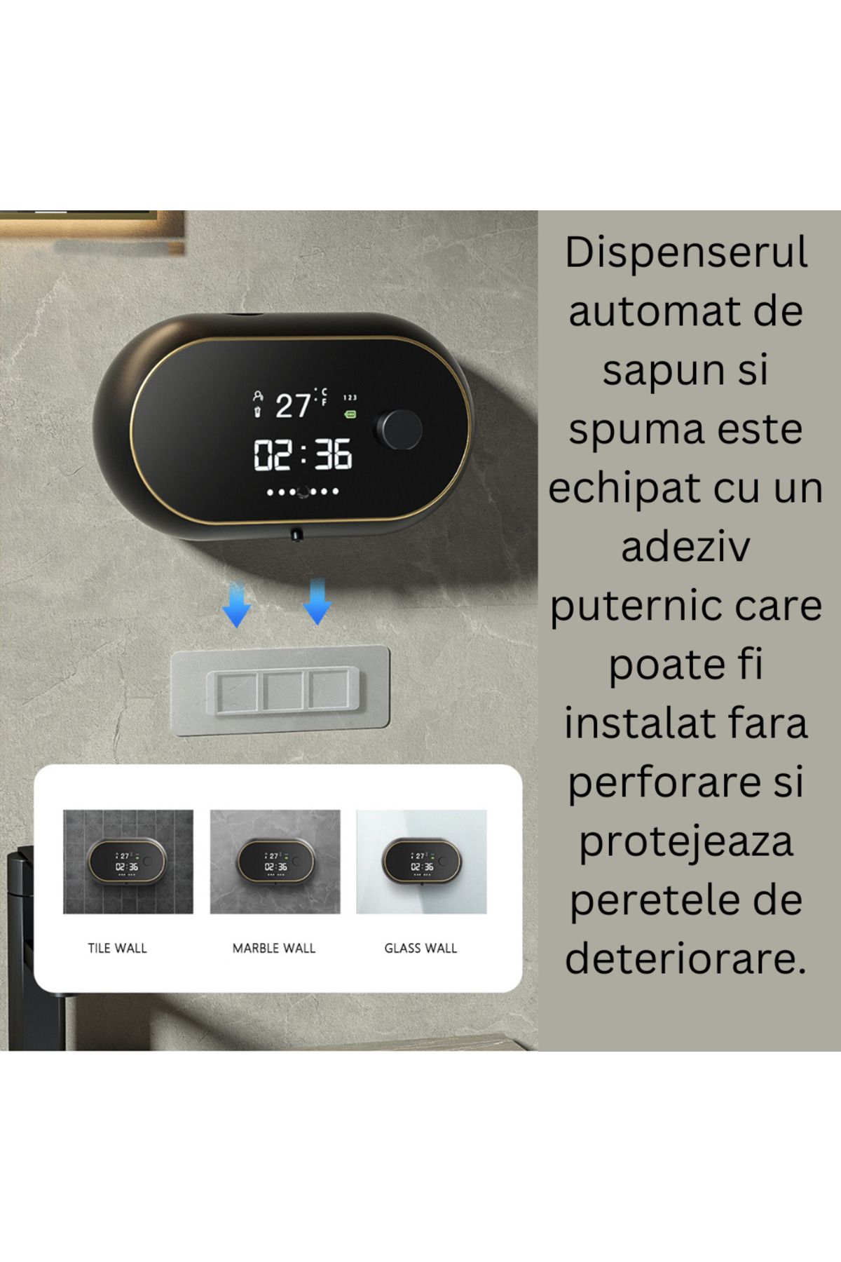 CLAUSTEEL-Auto Foam Dispenser, 500ml, Touch Sensor, Led Temp/time/foam, 2000mah Battery 3