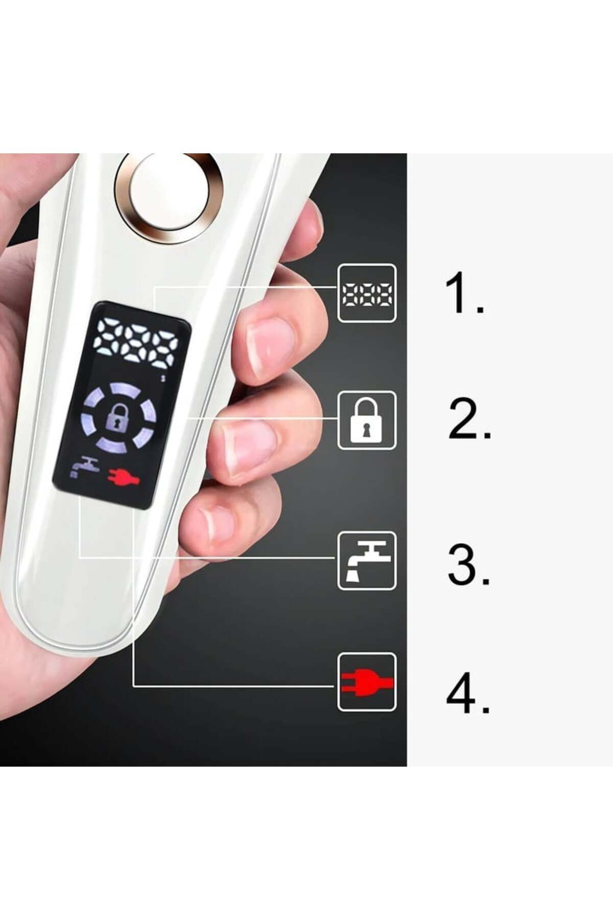 Renew Force-Force Wet and Dry Epilator, 3 Cutting Mechanisms in One Head, LCD Display, Lock Function 9