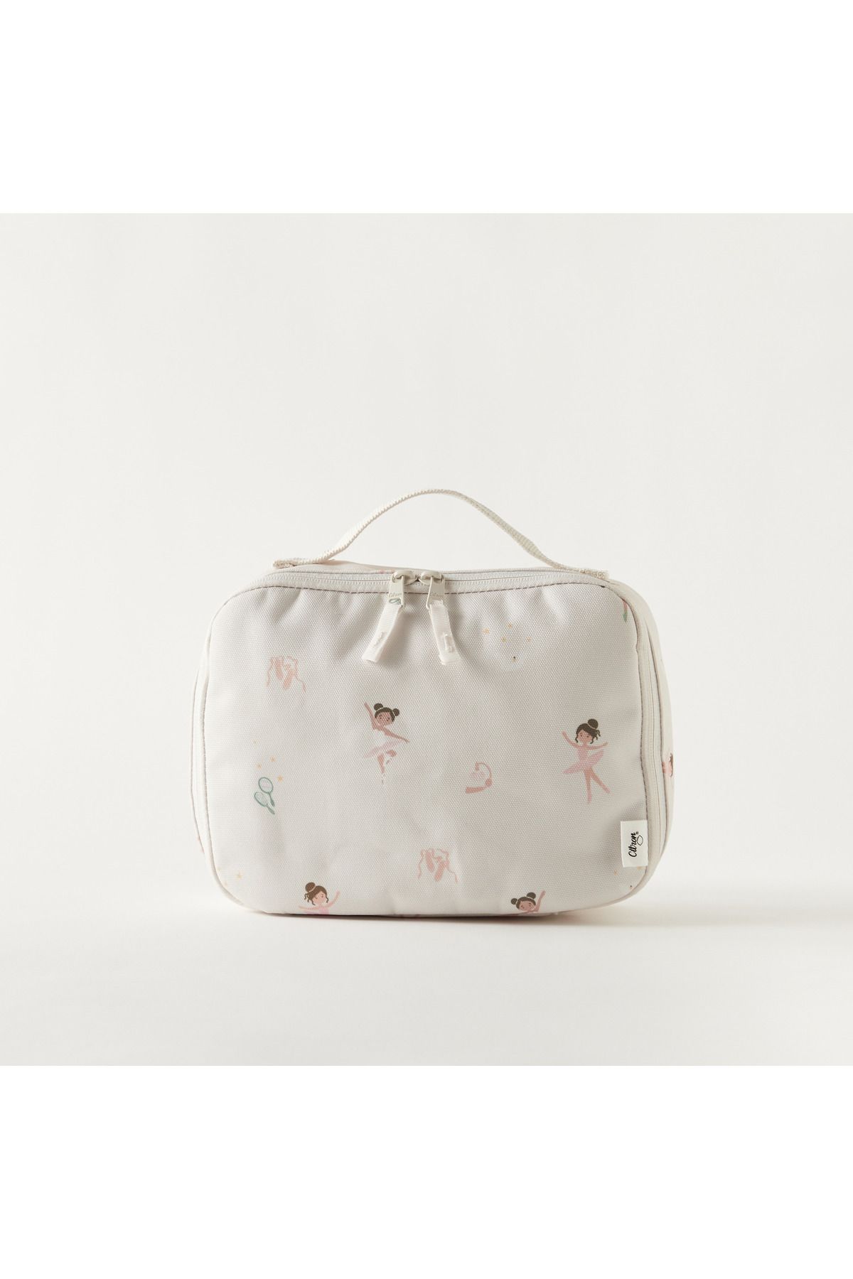 Citron-Ballerina Print Insulated Lunch Bag with Handle and Zip Closure 1