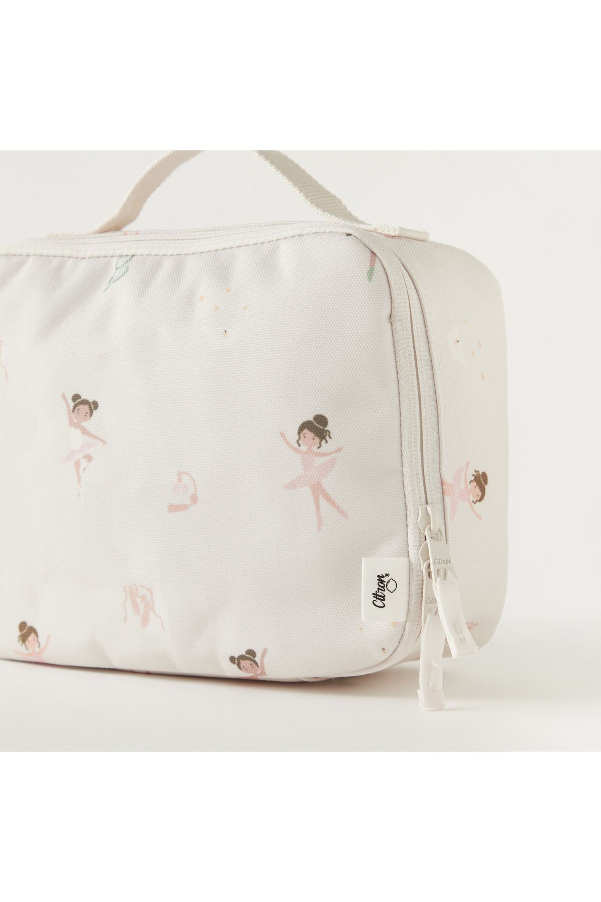 Citron-Ballerina Print Insulated Lunch Bag with Handle and Zip Closure 3