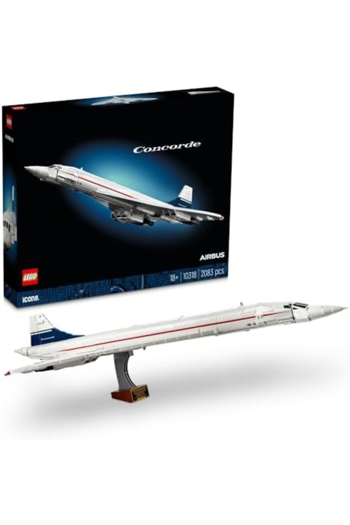LEGO-Icons Concorde Model Plane Kit for Adults to Build, Iconic Airplane Replica Set with Authentic 1