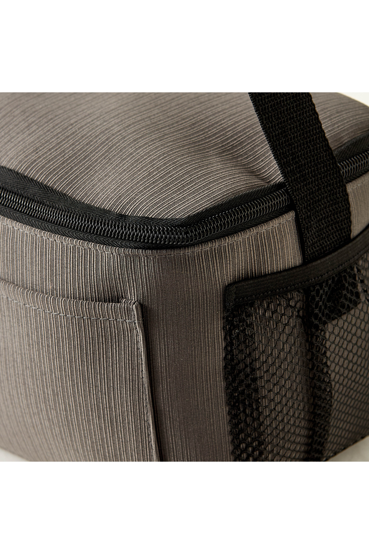 Lifestyle-Solid Lunch Bag with Zip Closure and Side Pockets 2