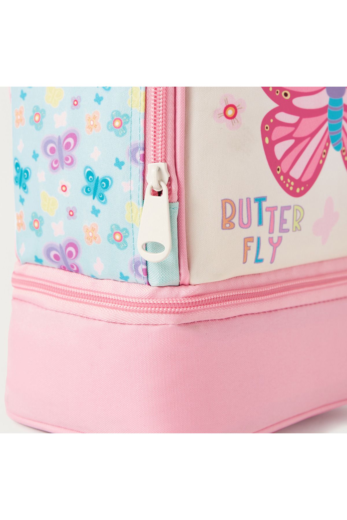 MUST-Butterfly Print Lunch Bag with Adjustable Strap and Zip Closure 3