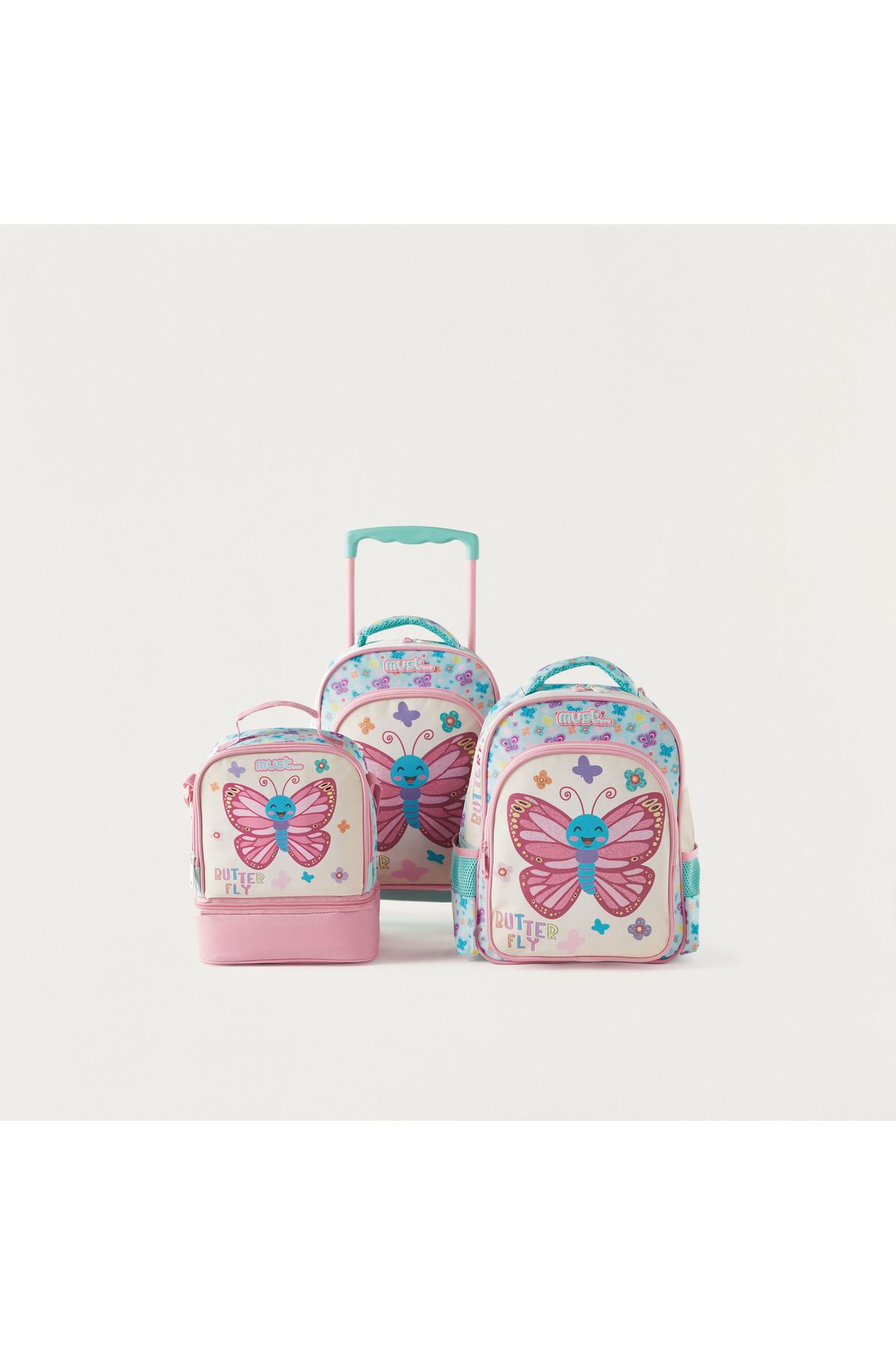 MUST-Butterfly Print Lunch Bag with Adjustable Strap and Zip Closure 6