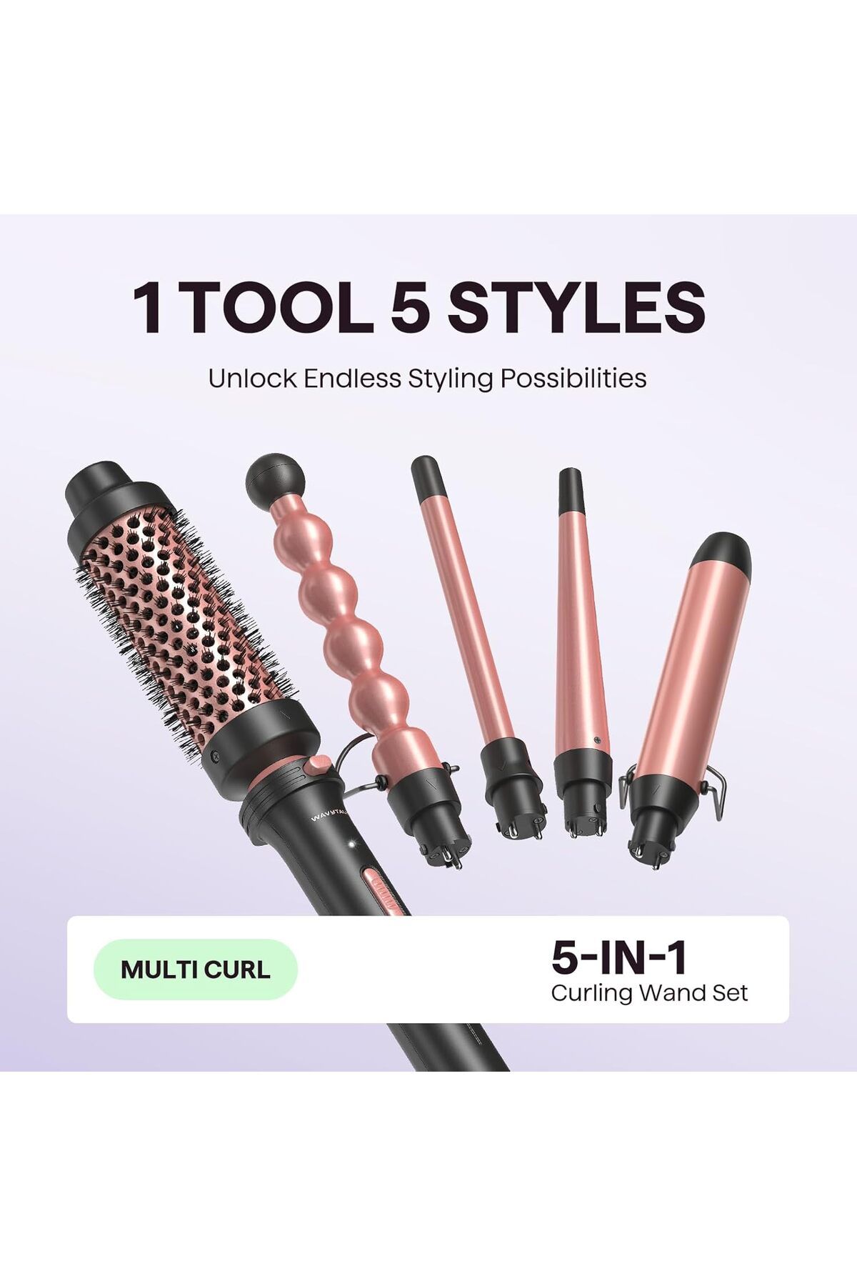 Generic-Wavytalk 5 in 1 Curling Wand Set, Multi Curl, Curling Iron Set with Thermal Brush and 4 Interchangea 5