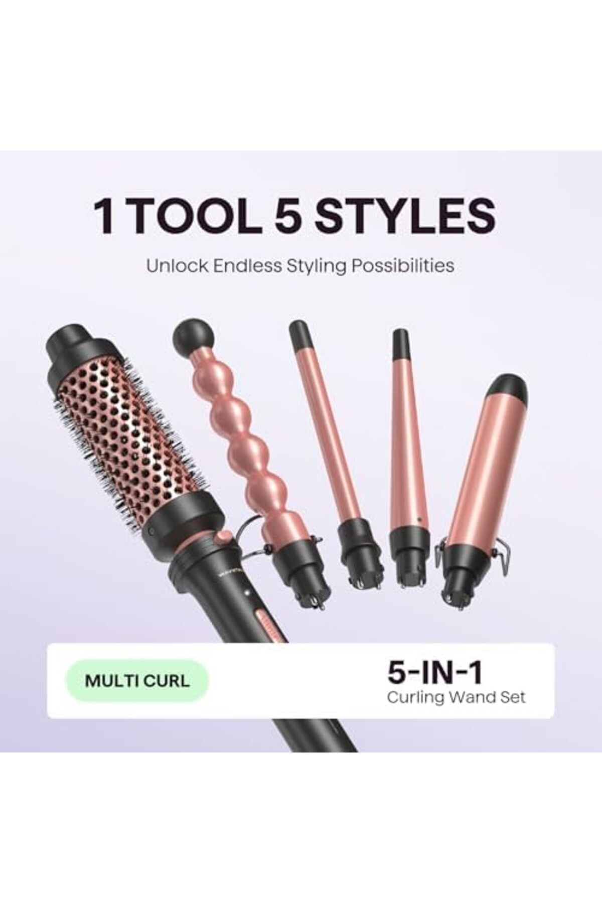 Generic-Wavytalk 5 in 1 Curling Wand Set, Multi Curl, Curling Iron Set with Thermal Brush and 4 Interchangea 6