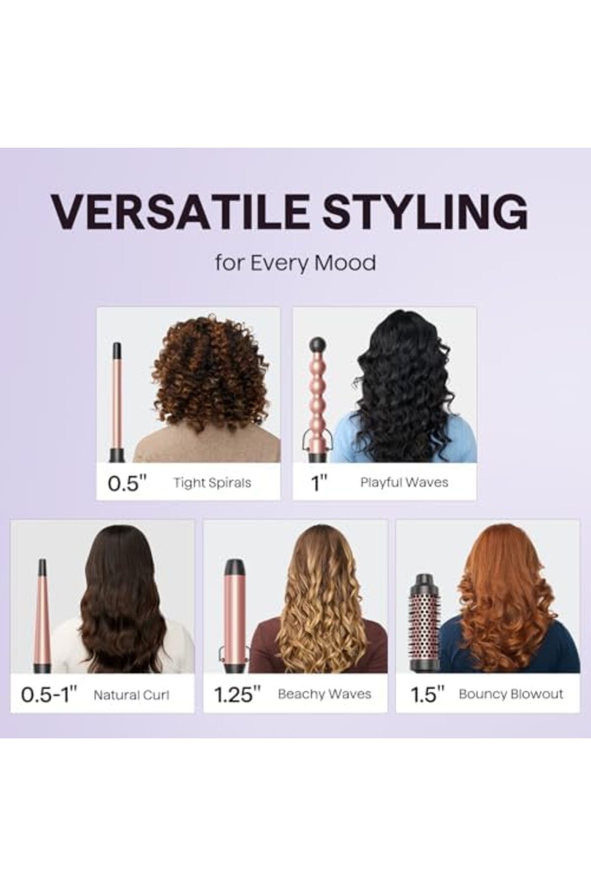 Generic-Wavytalk 5 in 1 Curling Wand Set, Multi Curl, Curling Iron Set with Thermal Brush and 4 Interchangea 4