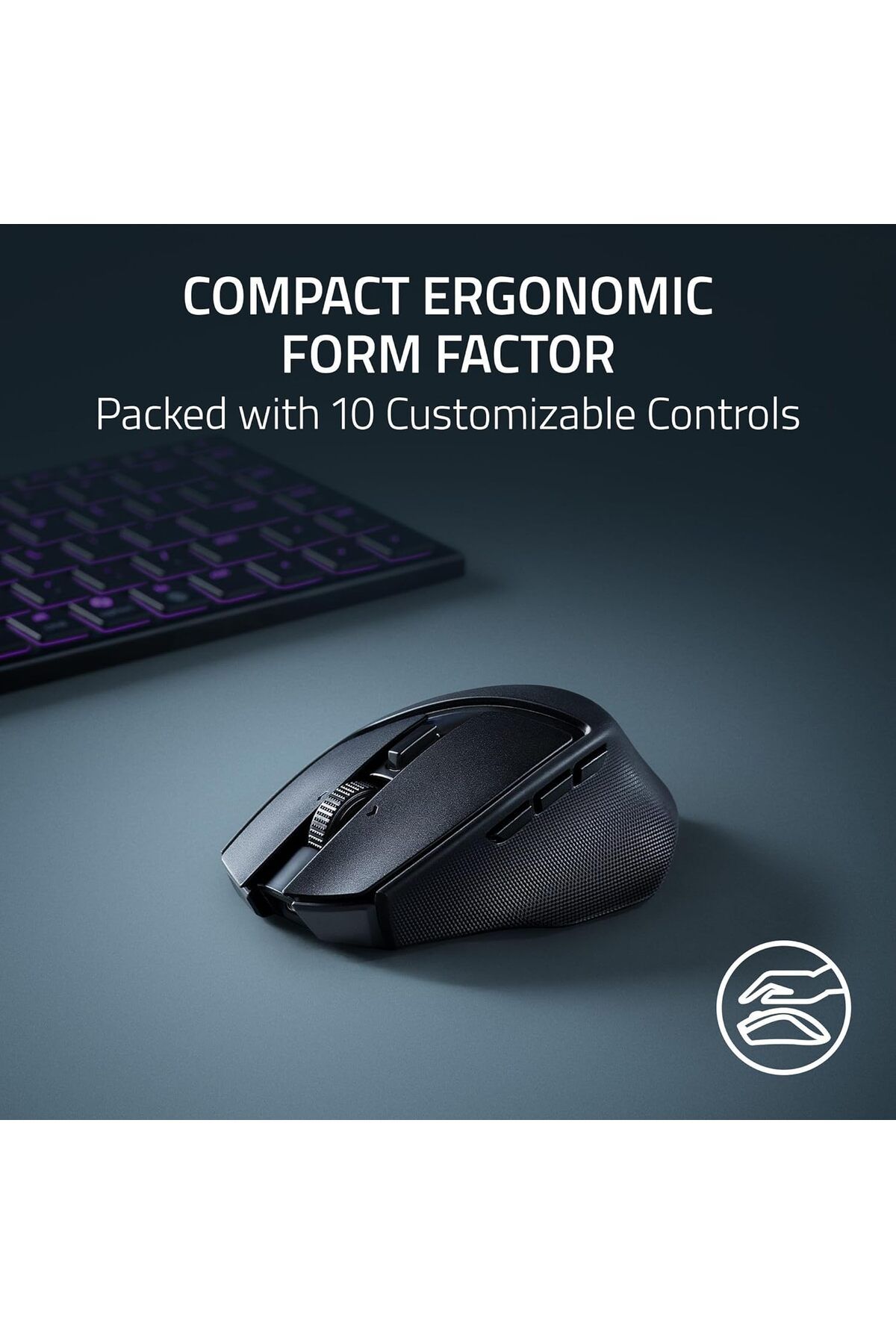 RAZER-Basilisk Mobile Portable Ergonomic Wireless Gaming Mouse: 10 Programmable Controls HyperScroll 2