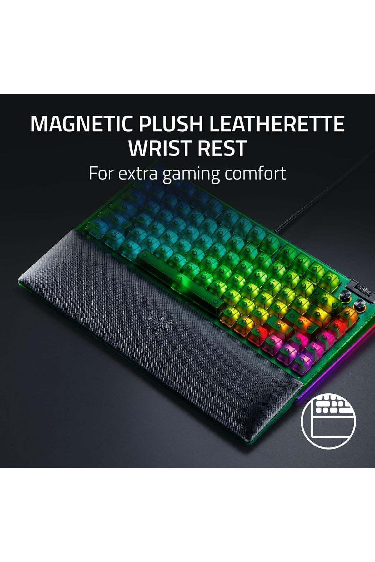 RAZER-BlackWidow V4 75% Mechanical Gaming Keyboard/Orrange Switch/RGB - Phantom Green 7