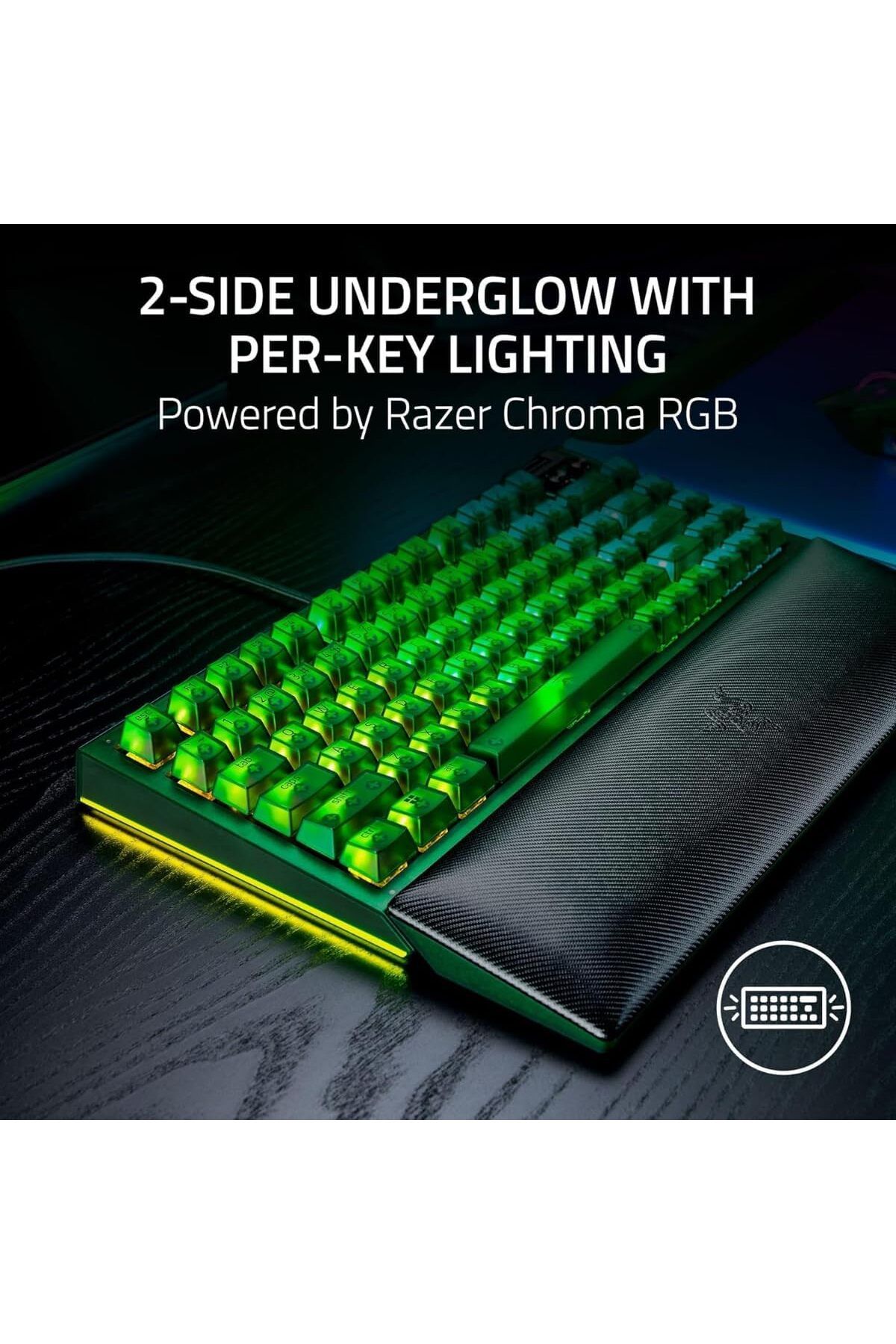 RAZER-BlackWidow V4 75% Mechanical Gaming Keyboard/Orrange Switch/RGB - Phantom Green 5
