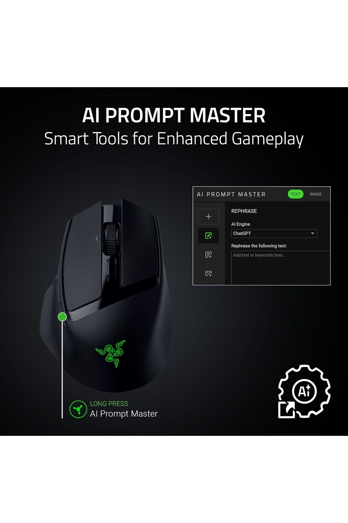 RAZER-Basilisk Mobile Portable Ergonomic Wireless Gaming Mouse: 10 Programmable Controls HyperScroll 7