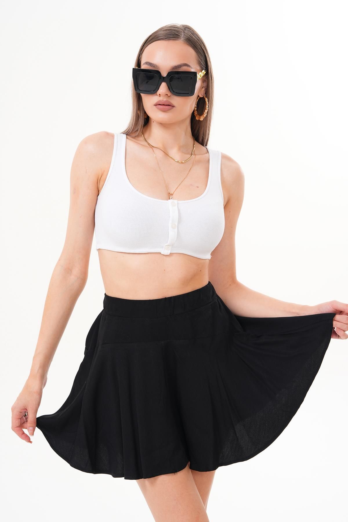 ŞİMAL-Fusta cu model pentru femei cu pantaloni scurți 250540 - 4