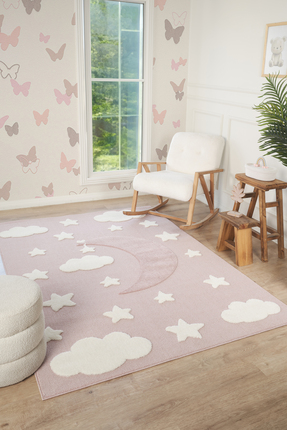 venucci home & living Quincey Bukleli Yumuşak Peluş Post Pembe Çocuk Odası Ha...