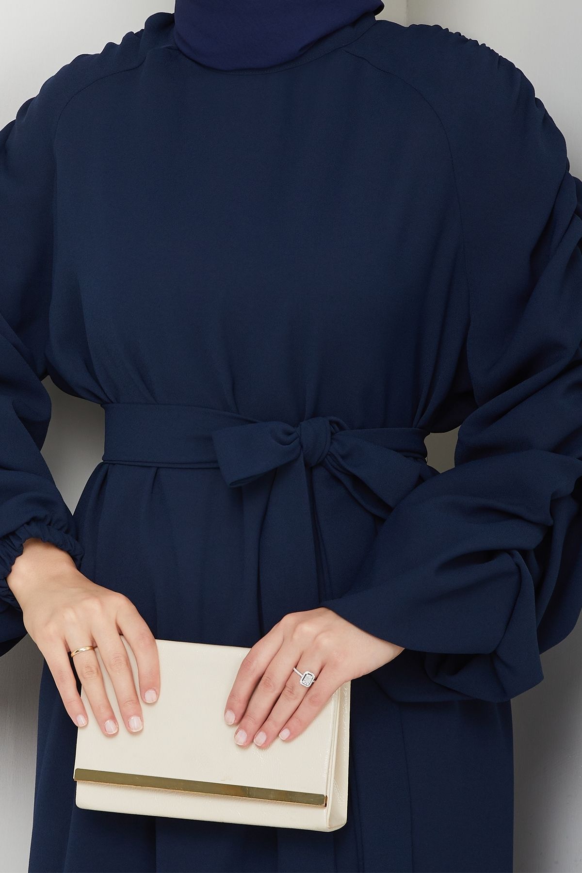 InStyle-Crepe Elastic Navy Blue Dress 5